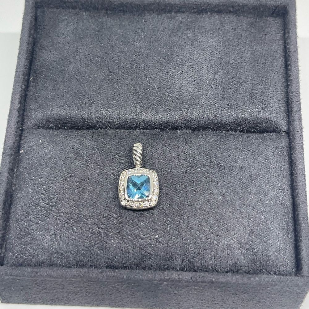 David Yurman Petite Albion Pendant with Blue Topaz and Diamonds
